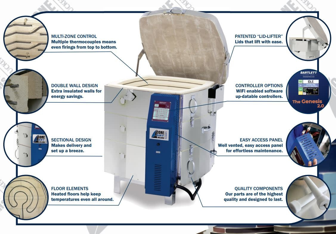 Cone Art 1813D Round Pottery Kiln + Furniture Kit - 56L