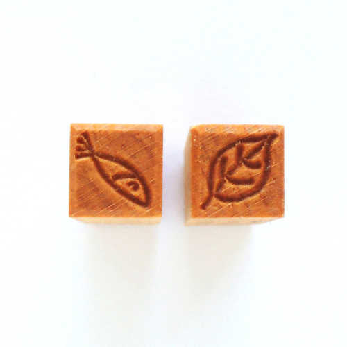 MKM Small Square Two Sided Stamp - Fish/Leaf