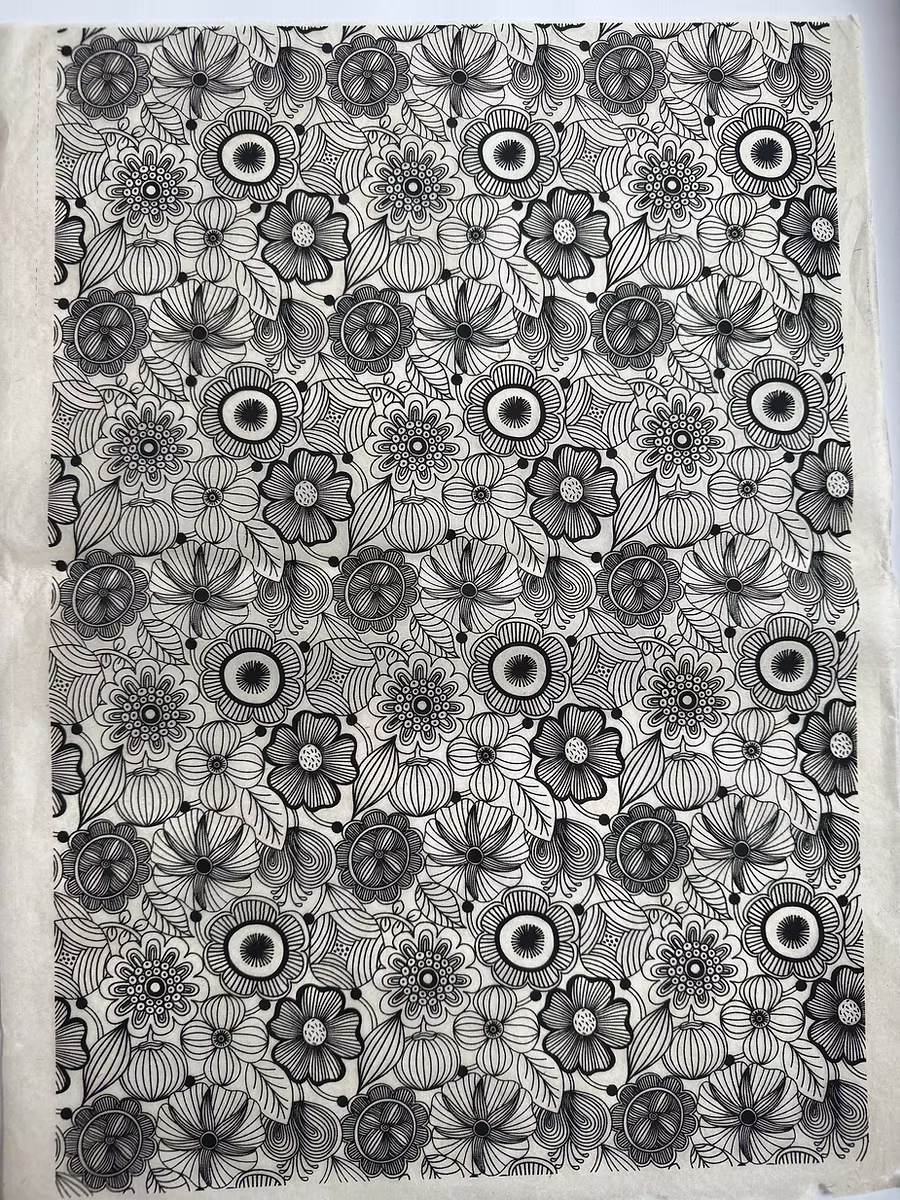 נייר העברה תחת זיגוג של קרמיקה - טופס פרחוני טרי