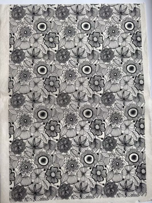 נייר העברה תחת זיגוג של קרמיקה - טופס פרחוני טרי