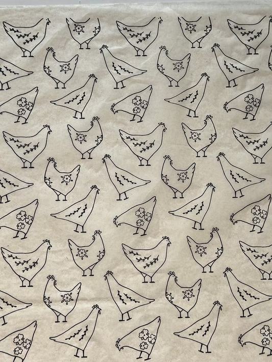 נייר העברה תחת זיגוג של קרמיקה - פרחוני תרנגולות