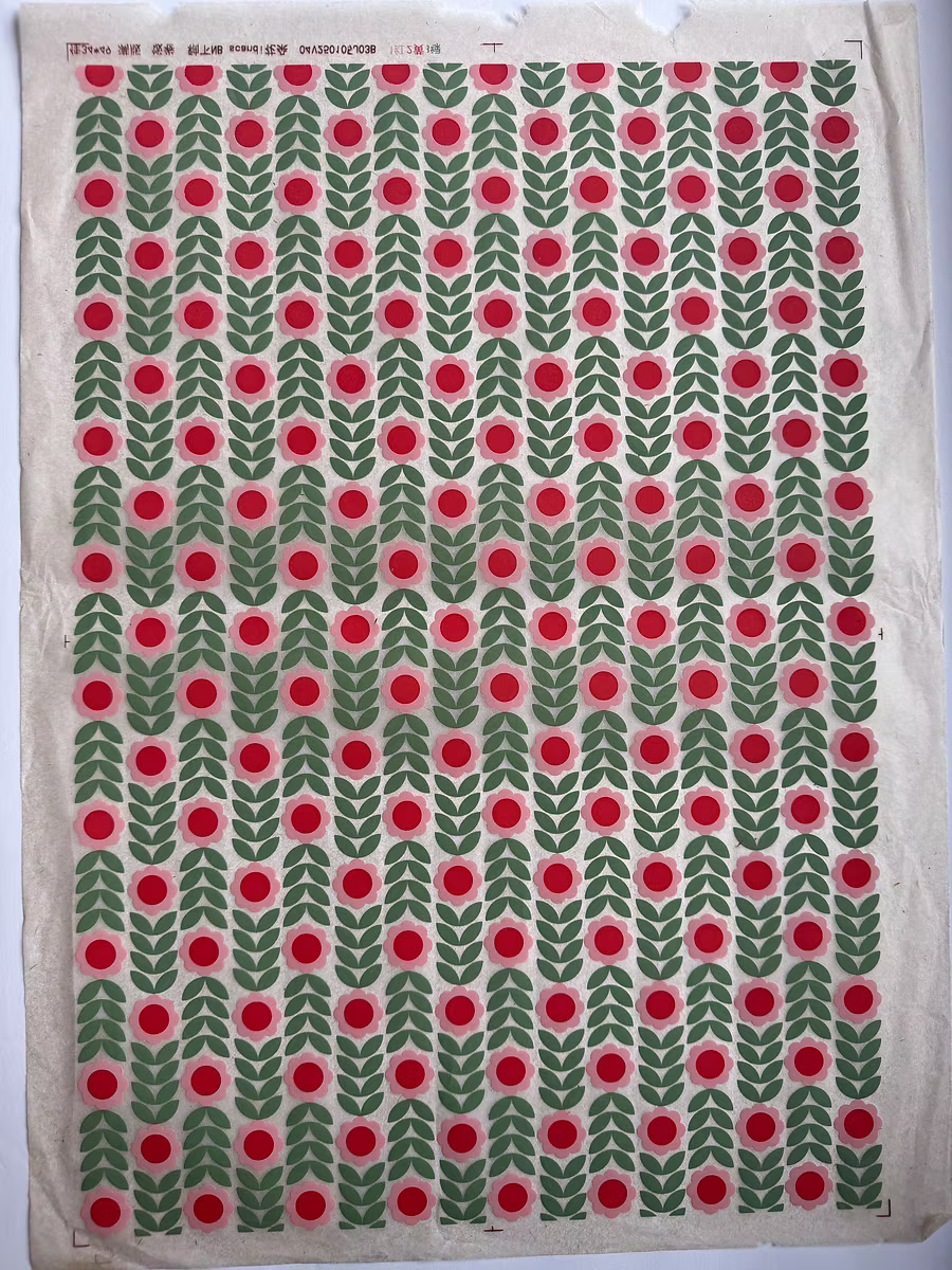 נייר העברה תחת גלזורה של קרמיקה - פרחוני סקנדינבי