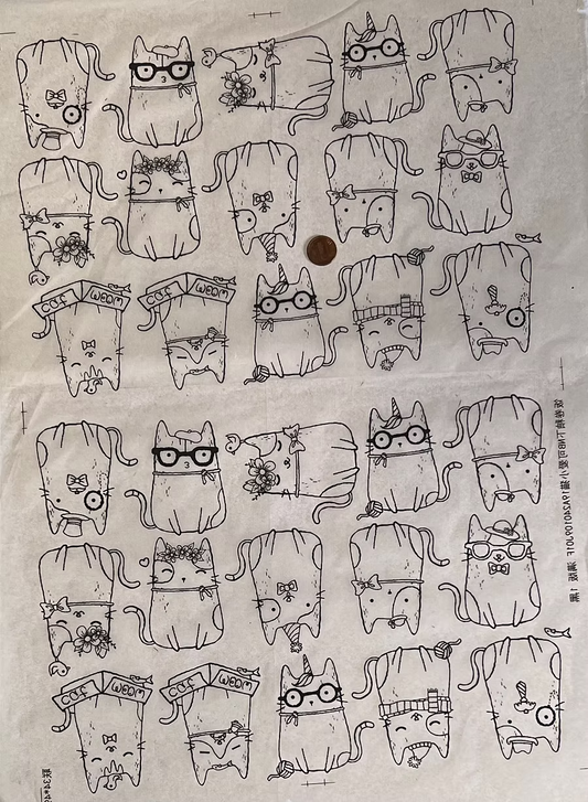 נייר העברה תחת גלזורה של קרמיקה - חתלתולים