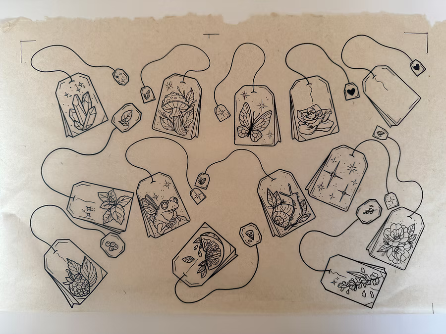 נייר העברה תחת זיגוג קרמיקה - שקיות תה