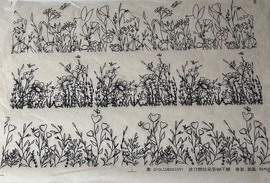 נייר העברה תחת גלזורה של קרמיקה - פרחי שדה