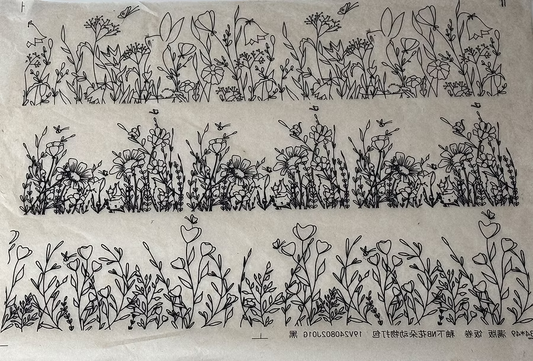 נייר העברה תחת גלזורה של קרמיקה - פרחי שדה